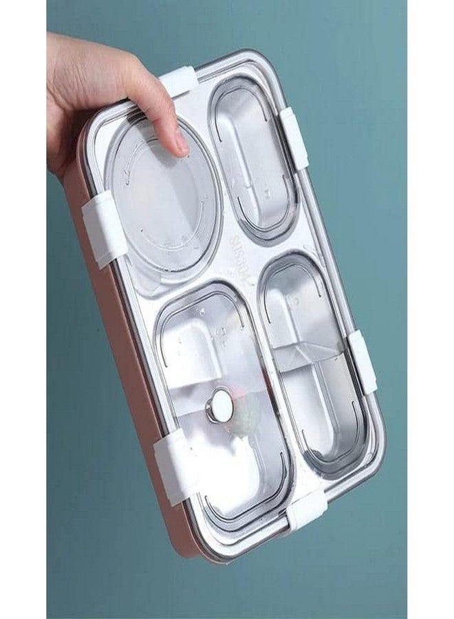 KRISHNPRIYA Lunch Box for Adults Reusable BPA Free & Freezer Safe Food Containers Stainless Steel 4 Compartment Lunch Box with Fork Durable Perfect Size - Image 5