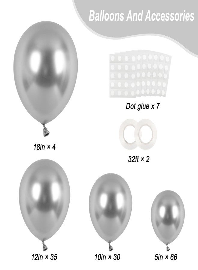 RUBFAC 135pcs Silver Balloons Different Sizes 18 12 10 5 Inch for Birthday Party Graduation Anniversary Wedding Decorations - Image 2