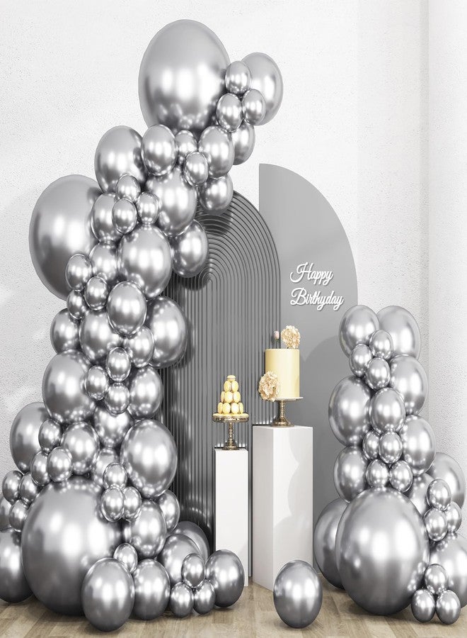 RUBFAC 135pcs Silver Balloons Different Sizes 18 12 10 5 Inch for Birthday Party Graduation Anniversary Wedding Decorations - Image 1