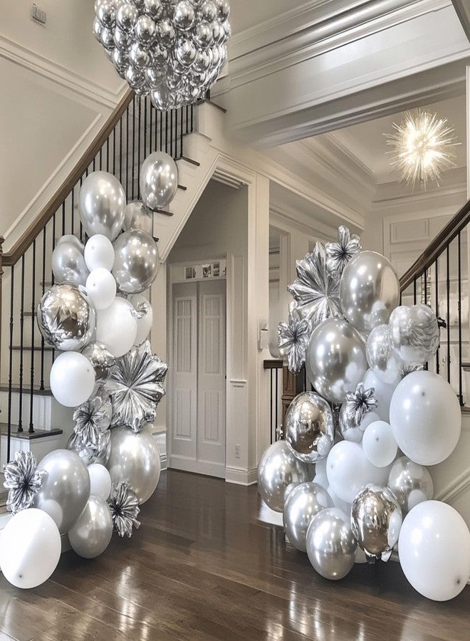 RUBFAC 135pcs Silver Balloons Different Sizes 18 12 10 5 Inch for Birthday Party Graduation Anniversary Wedding Decorations - Image 5