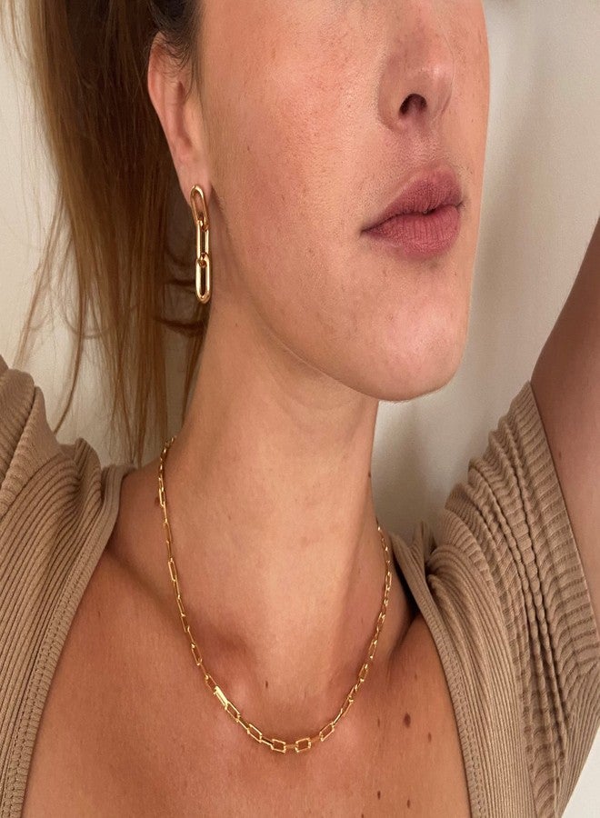 Barzel 18K Gold Plated Paperclip Necklace Chain 4MM - Made In Brazil (16) - Image 4