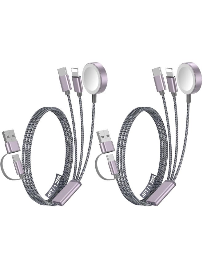 عام حزمة 2 كابل شحن سريع 3 في 2 لأبل ووتش ואיفون وأجهزة USB-C - بطول 1.2 متر للسفر - Image 1