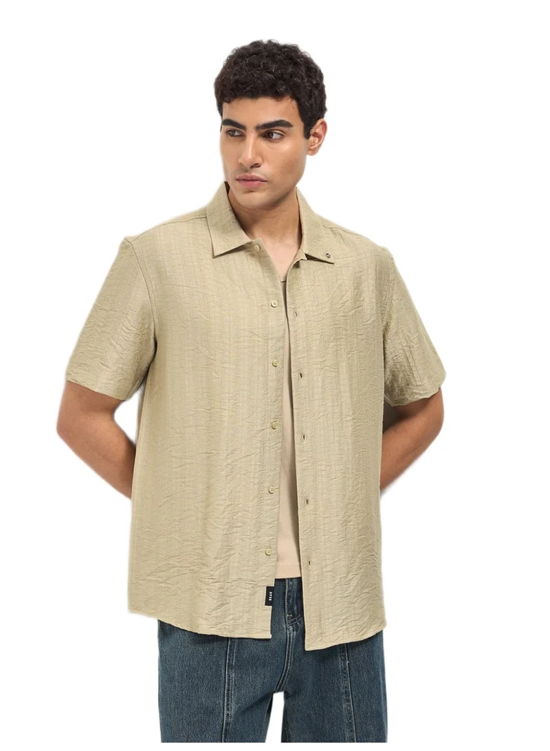 THE BEAR HOUSE Men’s Shirt for Office, Casual & Party Wear | Comfortable Short Sleeve Shirt with Classic Collar, Button Closure & Versatile Stylish Loo