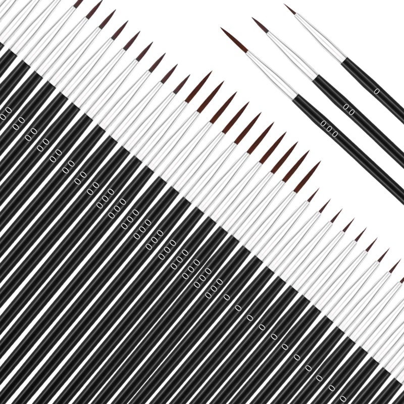 Anezus 60Pcs Thin Detail Paint Brushes Fine Tip Paint Brushes Set with 3 Size 000000 Liner Brush for Miniature 40k Model Crafts Watercolor Acrylics Oil