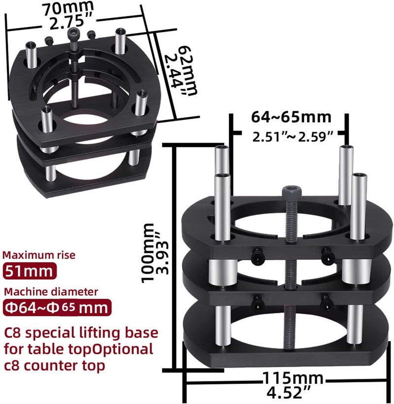 Router Lifting, 64~66mm 4 Jaw Metal Milling Table Lift System for Electric Grooving Tenoning Trimming Chamfering - Image 2
