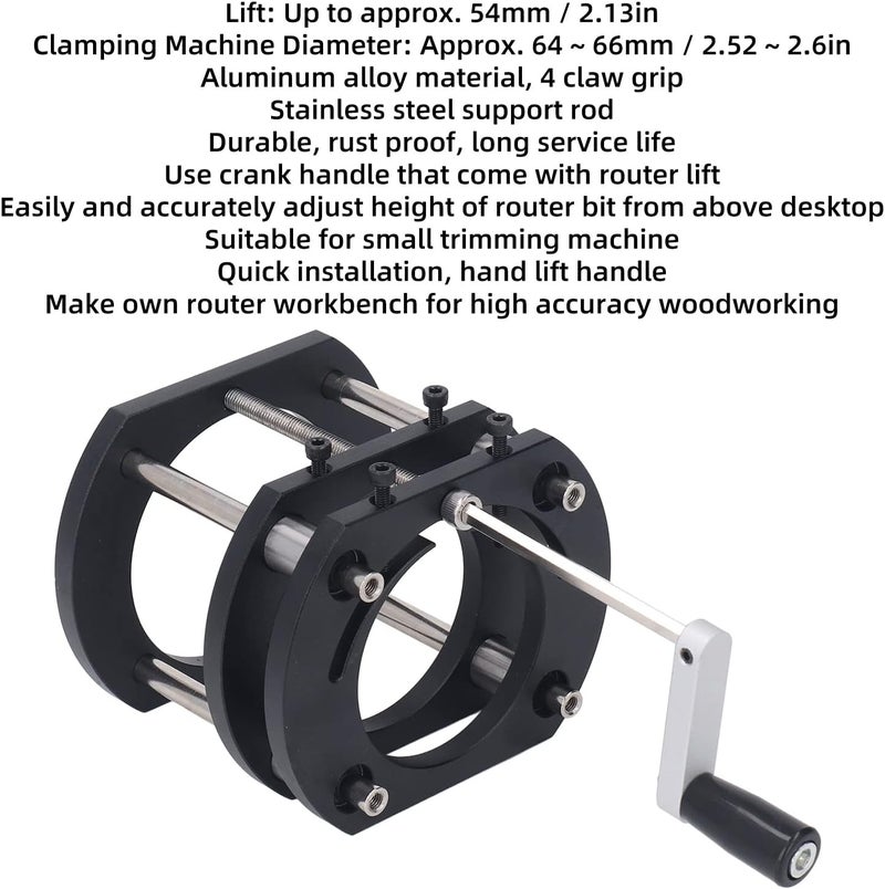 Router Lifting, 64~66mm 4 Jaw Metal Milling Table Lift System for Electric Grooving Tenoning Trimming Chamfering - Image 4