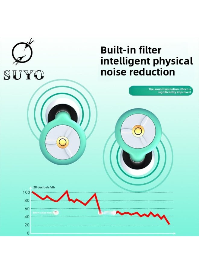 Generic - Silicone Earplugs Sleep Anti-noise Earplugs Filter Soundproof Noise Reduction Waterproof Earplugs Home Office Sleep Earplugs-Color:White And Black + Black Replacement Head + Flip Box - Image 1