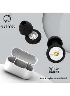 Silicone Earplugs Sleep Anti-noise Earplugs Filter Soundproof Noise Reduction Waterproof Earplugs Home Office Sleep Earplugs-Color:White And Black + Black Replacement Head + Flip Box