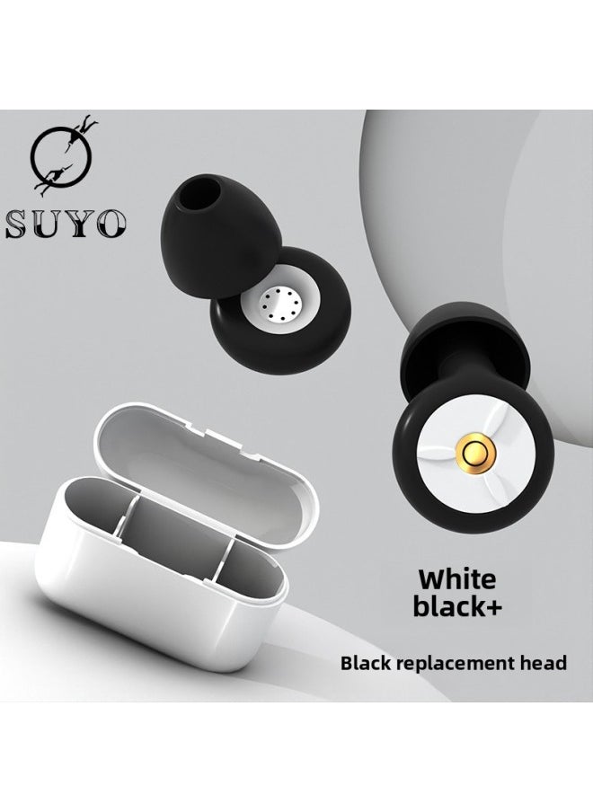 Generic - Silicone Earplugs Sleep Anti-noise Earplugs Filter Soundproof Noise Reduction Waterproof Earplugs Home Office Sleep Earplugs-Color:White And Black + Black Replacement Head + Flip Box - Image 1