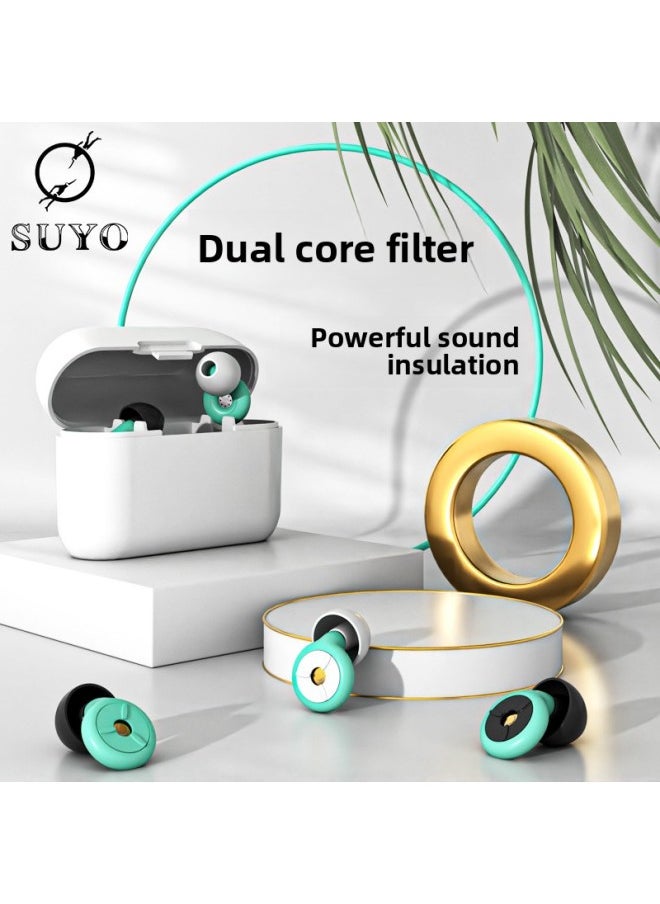 Generic - Silicone Earplugs Sleep Anti-noise Earplugs Filter Soundproof Noise Reduction Waterproof Earplugs Home Office Sleep Earplugs-Color:White And Black + Black Replacement Head + Flip Box - Image 1