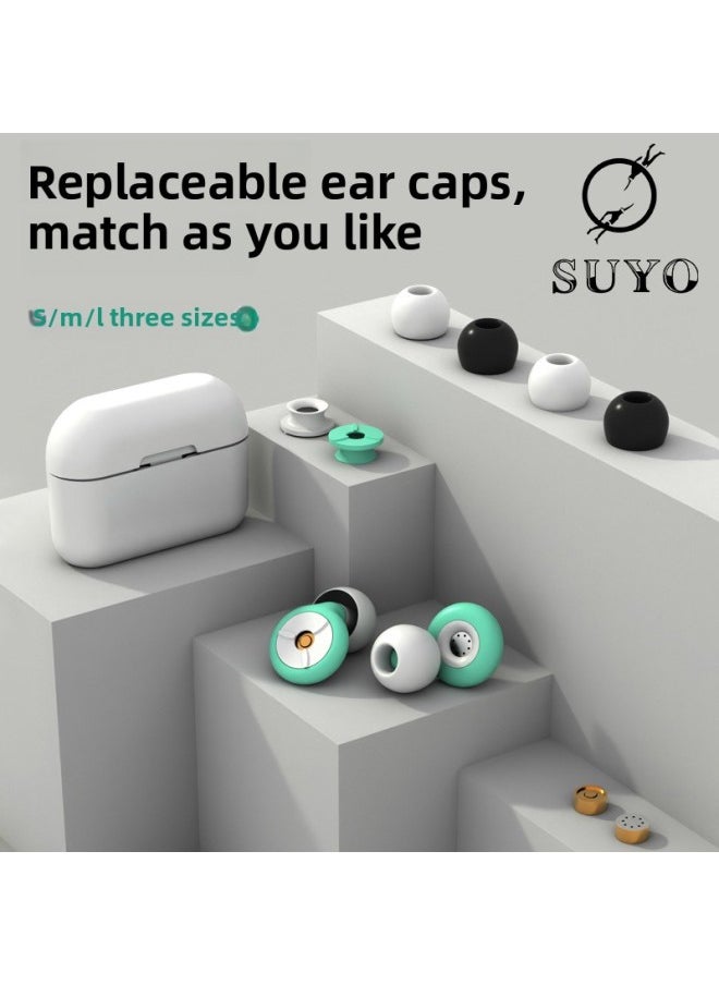 Generic - Silicone Earplugs Sleep Anti-noise Earplugs Filter Soundproof Noise Reduction Waterproof Earplugs Home Office Sleep Earplugs-Color:White And Black + Black Replacement Head + Flip Box - Image 1