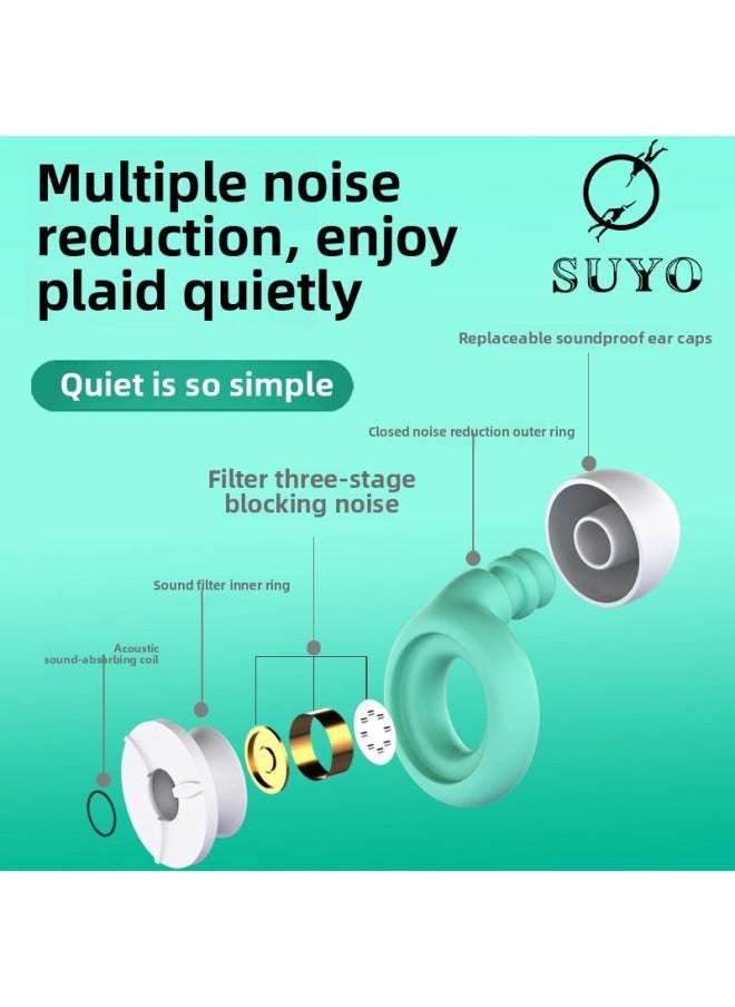 Generic - Silicone Earplugs Sleep Anti-noise Earplugs Filter Soundproof Noise Reduction Waterproof Earplugs Home Office Sleep Earplugs-Color:White And Black + Black Replacement Head + Flip Box - Image 1