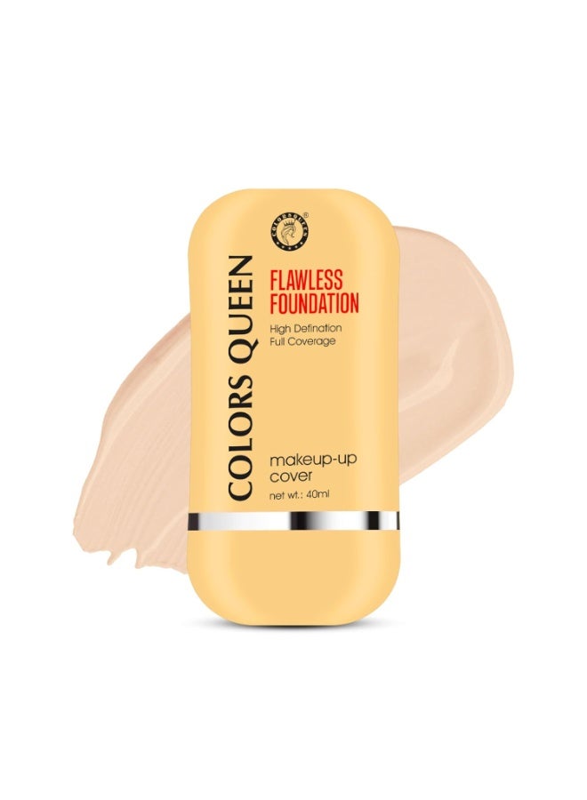 Colors Queen Flawless Makeup Cover Foundation – 01 White Ivory, 40 ml | Lightweight, Long Lasting Matte Foundation | Liquid Foundation for Face Makeup Enriched with Jojoba Seed Oil & Niacinamide - Image 1