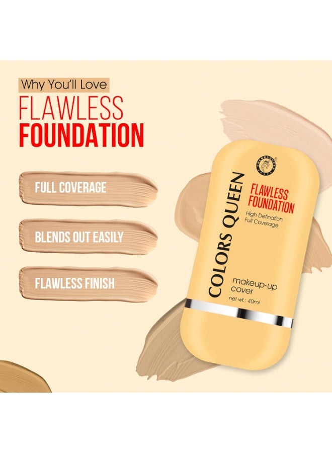Colors Queen Flawless Makeup Cover Foundation – 01 White Ivory, 40 ml | Lightweight, Long Lasting Matte Foundation | Liquid Foundation for Face Makeup Enriched with Jojoba Seed Oil & Niacinamide - Image 4
