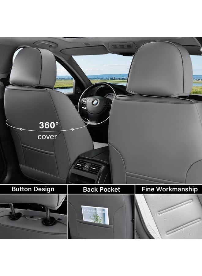Coverado Car Seat Covers Full Set, Seat Covers for Cars, Front Seat Covers and Back Seat Cover Waterproof Leather Automotive Seat Cover, Universal Car Interior Protectors Cushion for Most Cars - Image 3