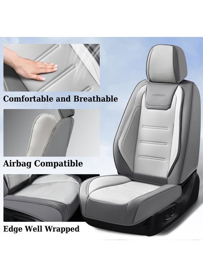 Coverado Car Seat Covers Full Set, Seat Covers for Cars, Front Seat Covers and Back Seat Cover Waterproof Leather Automotive Seat Cover, Universal Car Interior Protectors Cushion for Most Cars - Image 2