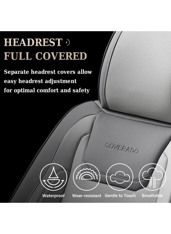 Coverado Car Seat Covers Full Set, Seat Covers for Cars, Front Seat Covers and Back Seat Cover Waterproof Leather Automotive Seat Cover, Universal Car Interior Protectors Cushion for Most Cars - Image 5
