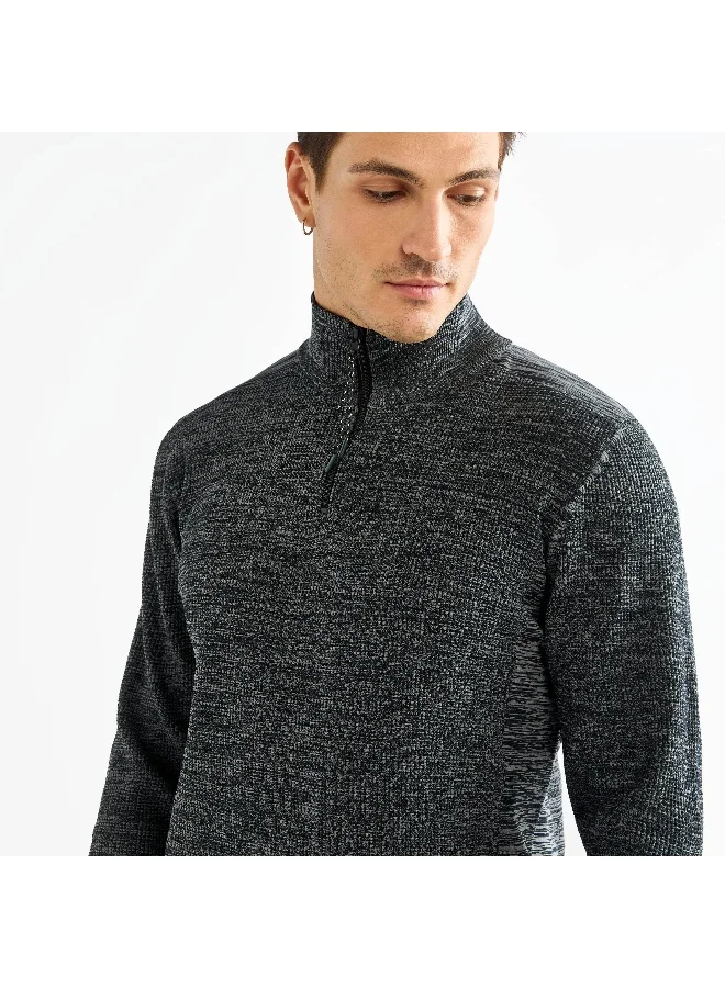 Splash FAV Textured Sweatshirt with High Neck and Long Sleeves
