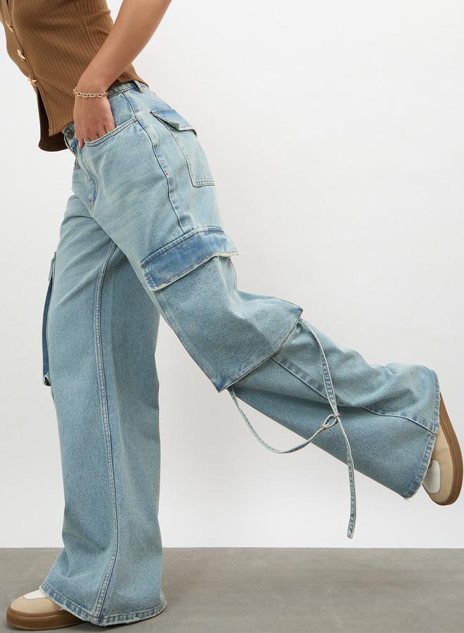 SASSAFRAS Blue Loop Detail Cargo Jeans - Image 2