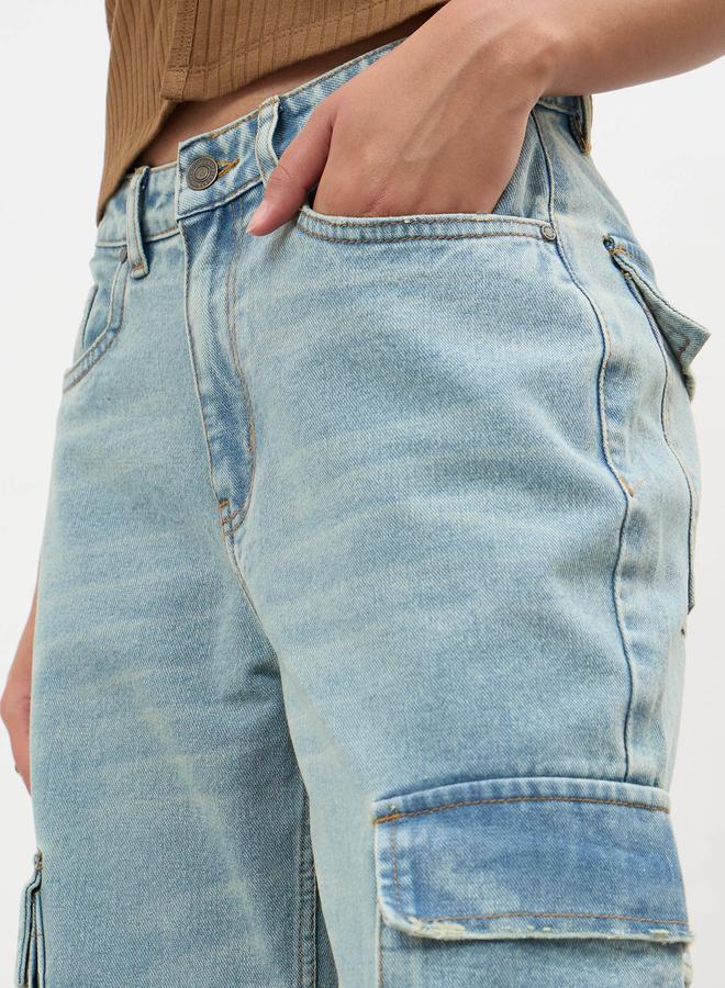 SASSAFRAS Blue Loop Detail Cargo Jeans - Image 4