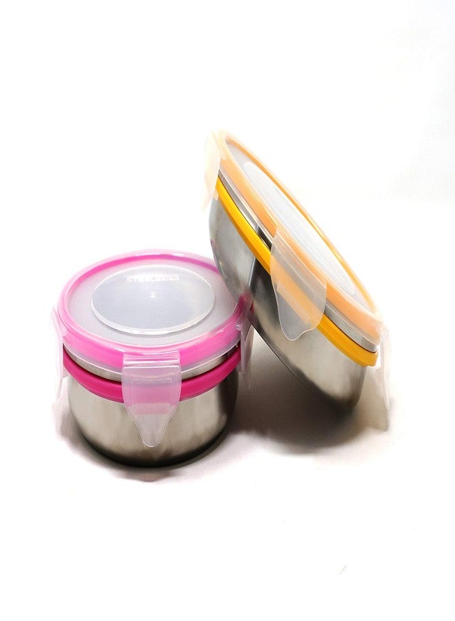 STEELLOCK Stainless Steel Airtight Container with Lid | Leakproof, BPA-Free, Durable Kitchen Storage | Multipurpose Food Storage Containers for Kitchen | SL-1400-set of 2, 450ml each, Pink & Yellow - Image 4