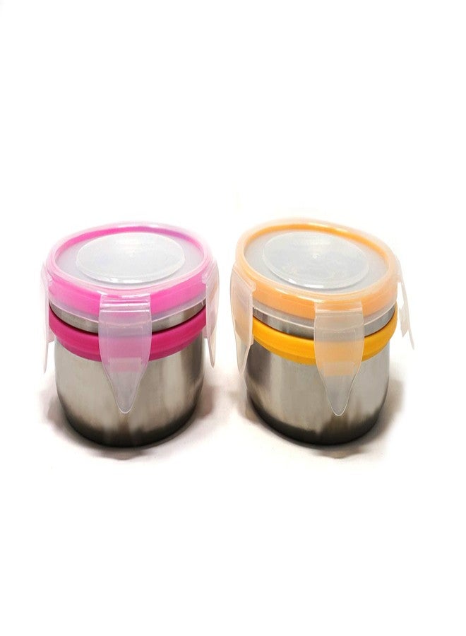 STEELLOCK Stainless Steel Airtight Container with Lid | Leakproof, BPA-Free, Durable Kitchen Storage | Multipurpose Food Storage Containers for Kitchen | SL-1400-set of 2, 450ml each, Pink & Yellow - Image 2