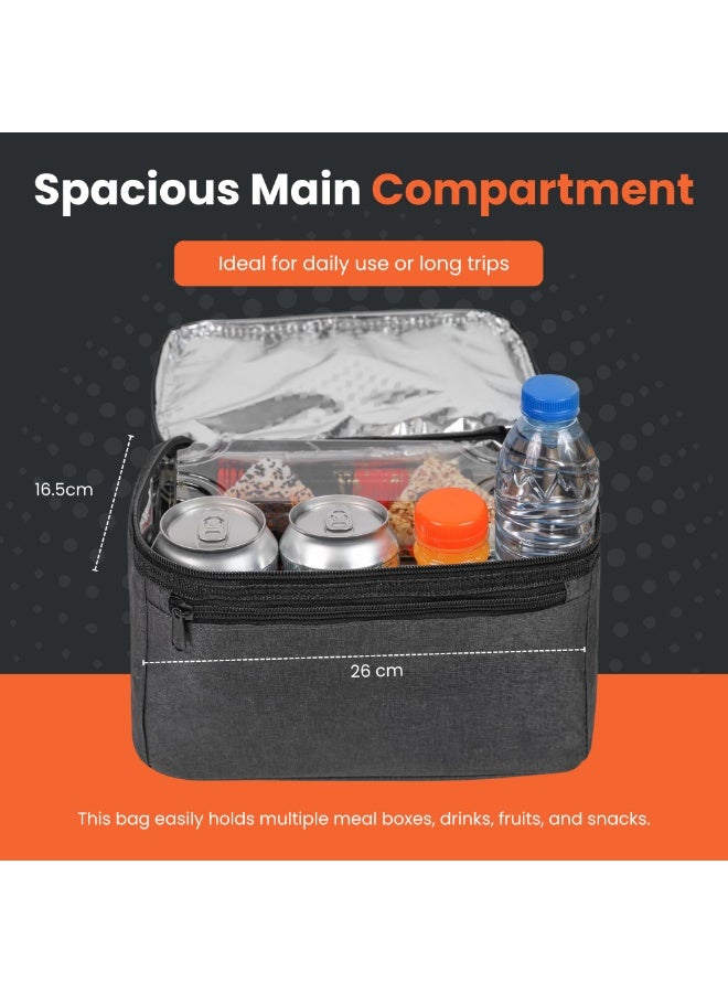 Nexso Insulated Lunch Bag – Large Capacity, Leakproof, Durable Oxford Fabric, Convenient Zippered Pockets, Portable for Work, Travel, Picnic, and School - Image 4