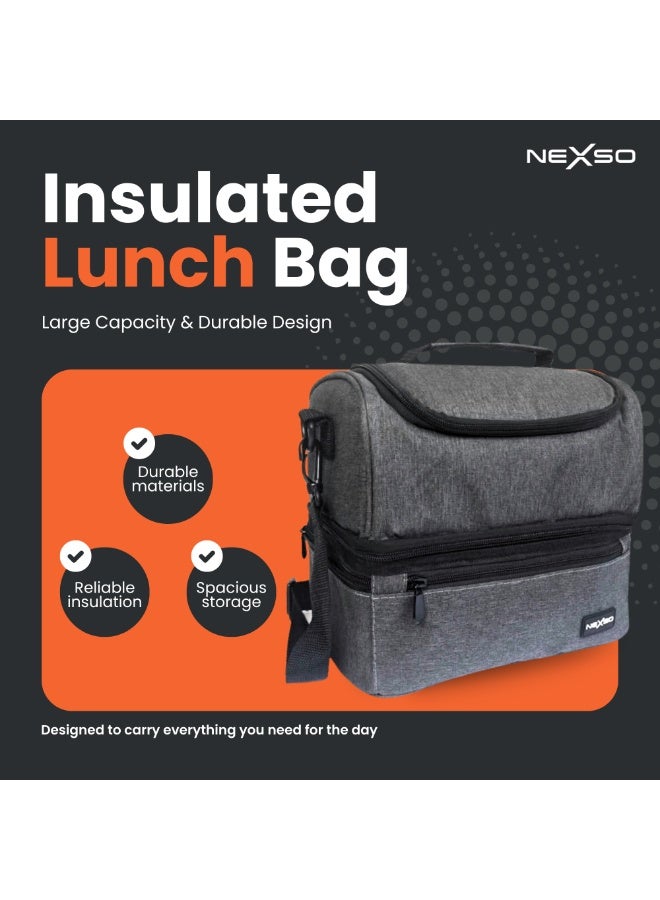 Nexso Insulated Lunch Bag – Large Capacity, Leakproof, Durable Oxford Fabric, Convenient Zippered Pockets, Portable for Work, Travel, Picnic, and School - Image 2