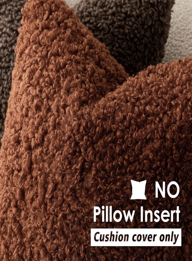 Foindtower 2 Pieces 24x24 Inch Hazel Brown,Faux Fur Throw Pillow Cover Accent Sherpa Furry Pillow Covers Fuzzy Soft Pillowcases Cozy Sheepskin Decorative Fleece Cushion Case for Bed Couch Living Room - Image 3