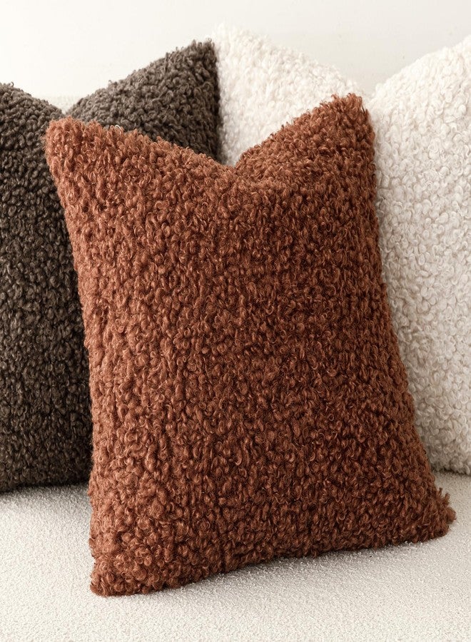 Foindtower 2 Pieces 24x24 Inch Hazel Brown,Faux Fur Throw Pillow Cover Accent Sherpa Furry Pillow Covers Fuzzy Soft Pillowcases Cozy Sheepskin Decorative Fleece Cushion Case for Bed Couch Living Room - Image 4