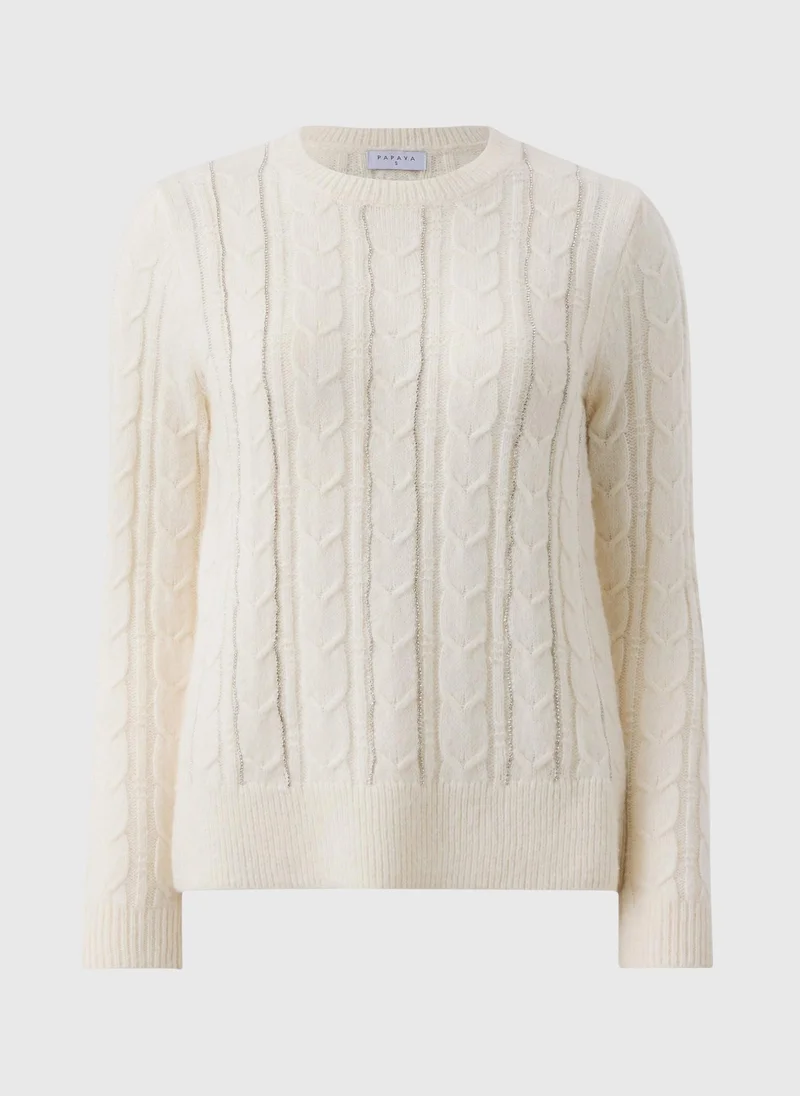 Matalan Cream Cable Embelished Jumper