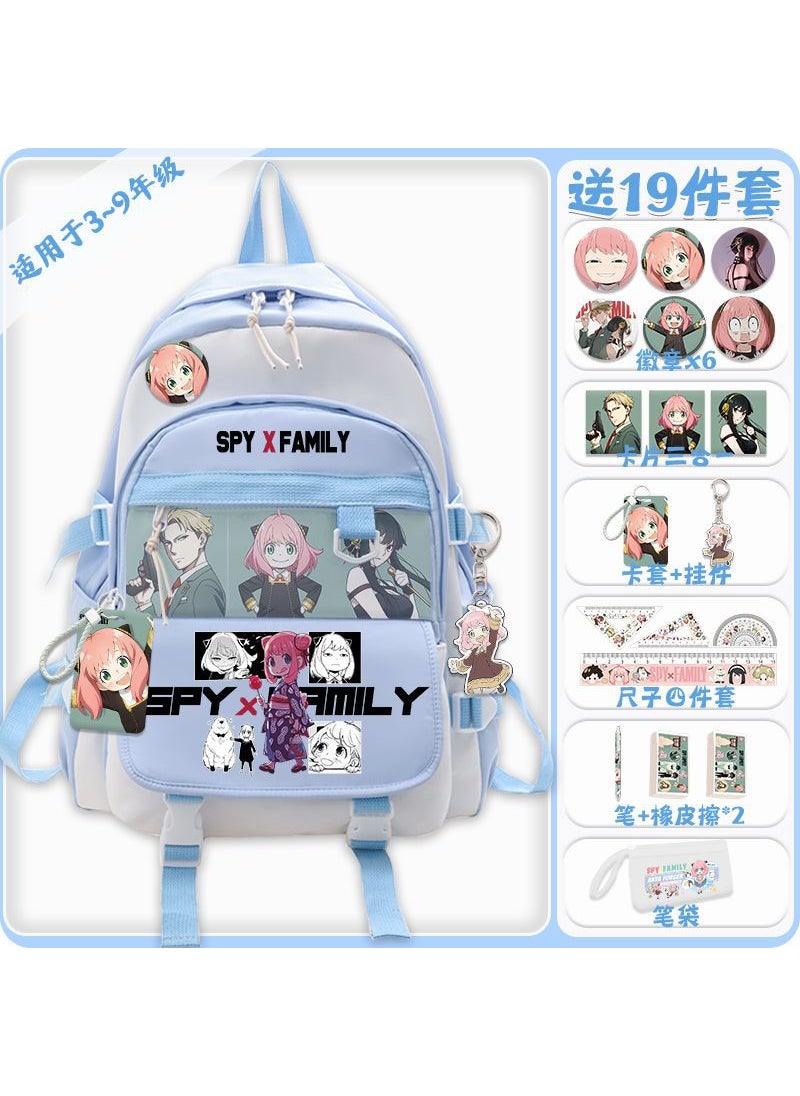 Generic - Large Capacity Kids Spy Themed Backpack for School Blue B 19-piece set - Image 1