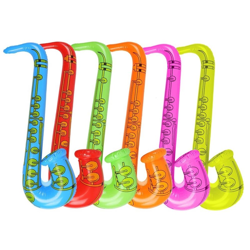 DECORA 275 Inflatable Saxophones Assorted Colors 6pcs for Kids Party Favors - Image 2
