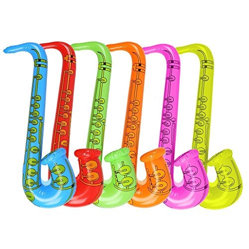 DECORA 275 Inflatable Saxophones Assorted Colors 6pcs for Kids Party Favors - Image 1