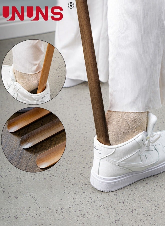 UNUNS ملعقة حذاء طويلة المقبض، مساعد حذاء خشبي لكبار السن، ملعقة حذاء بامتصاص مغناطيسي، تصميم تخزين مزدوج لمساعد الحذاء من خشب الزان، أداة ارتداء الحذاء، 70 سم - Image 5