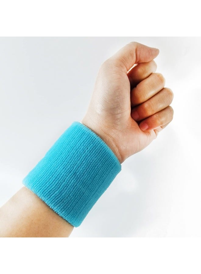 NSBELL 24PCS Colorful Sports Wristbands Cotton Sweatband Wristbands Wrist Sweatbands Wrist Sweat Bands for for Men and Women, Good for Tennis, Basketball, Running, Gym, Working Out (12Pair) - Image 4