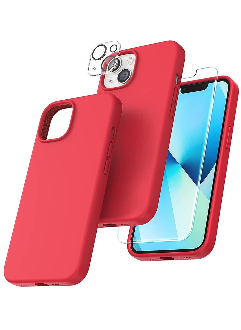Raxoom 5 in 1 Designed for iPhone 14 Plus Case, with 2 Pack Screen Protector + 2 Pack Camera Lens Protector, Liquid Silicone Ultra Slim Shockproof Protective Phone Case 6.7 - Image 1