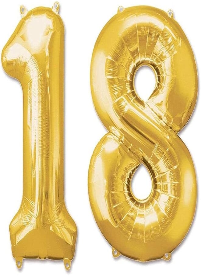 Salux 18th Birthday Foil Balloons Set Gold 40 inch 100cm - Salux Collection 