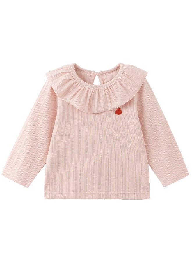 Papapapa Qq Cotton Autumn Winter Baby T-shirt Long Sleeve Base Shirt Warm Top Pink 110cm - Image 1