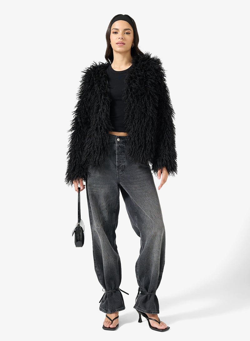 Ginger Faux Fur Longline Jacket - Image 4