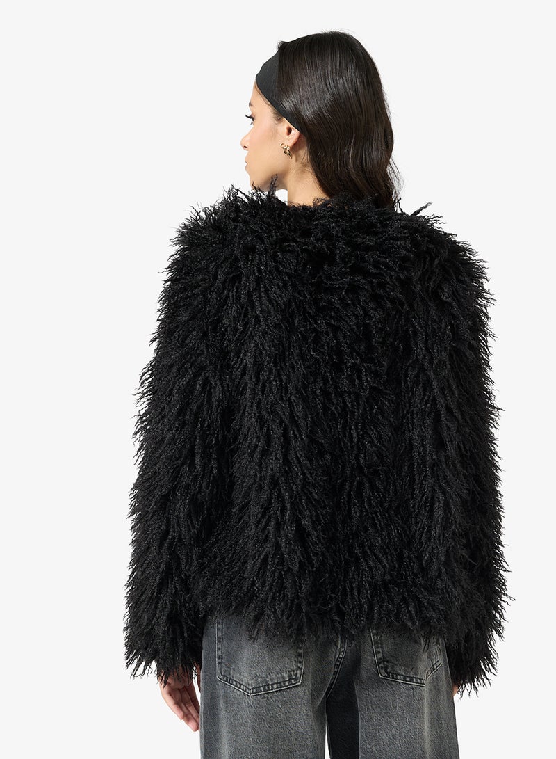 Ginger Faux Fur Longline Jacket - Image 2