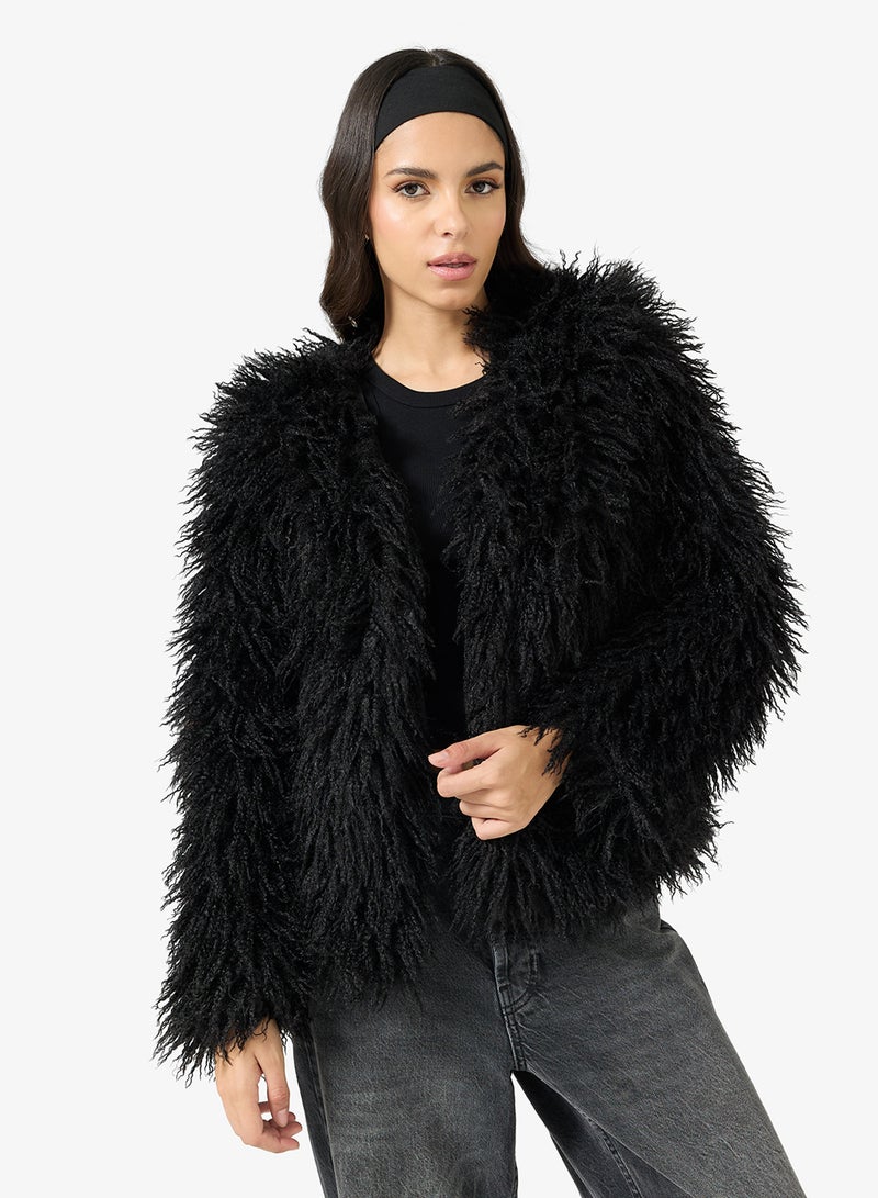 Ginger Faux Fur Longline Jacket - Image 1