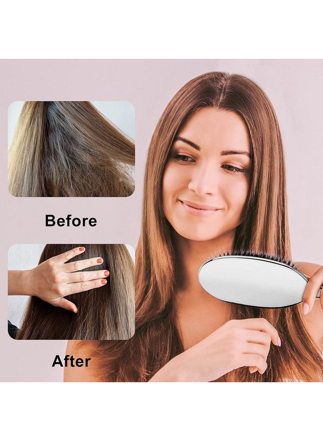 Sibba Antistatic Hair Brush Paddle Massage Hair Extension Brush Professional Detangle Natural Bristle Cushion Nylon Brush Comb For Long Thick Wavy Hair (Silver) - Image 3