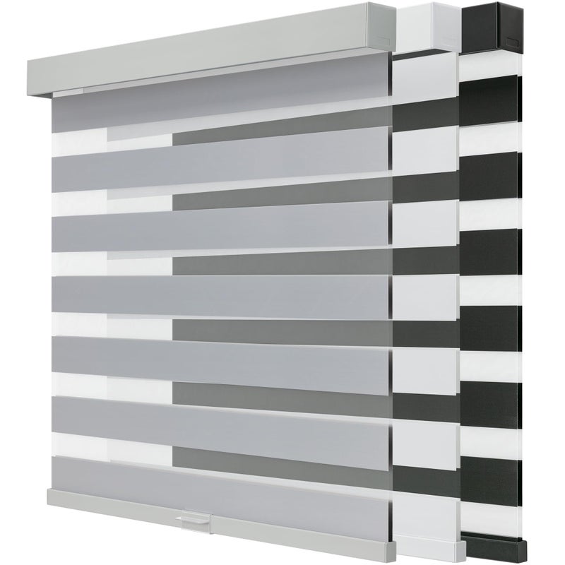 JaeJaes Cordless Zebra Pull Down Blinds for Windows Blackout, Free-Stop Window Blinds,Dual Layer Light Control for Day and Night,Zebra Shades for Home and Office, Easy to Install(Gray,22" W x 72 "H) - Image 1