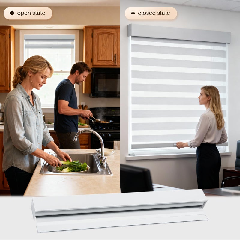 JaeJaes Cordless Zebra Pull Down Blinds for Windows Blackout, Free-Stop Window Blinds,Dual Layer Light Control for Day and Night,Zebra Shades for Home and Office, Easy to Install(Gray,22" W x 72 "H) - Image 4