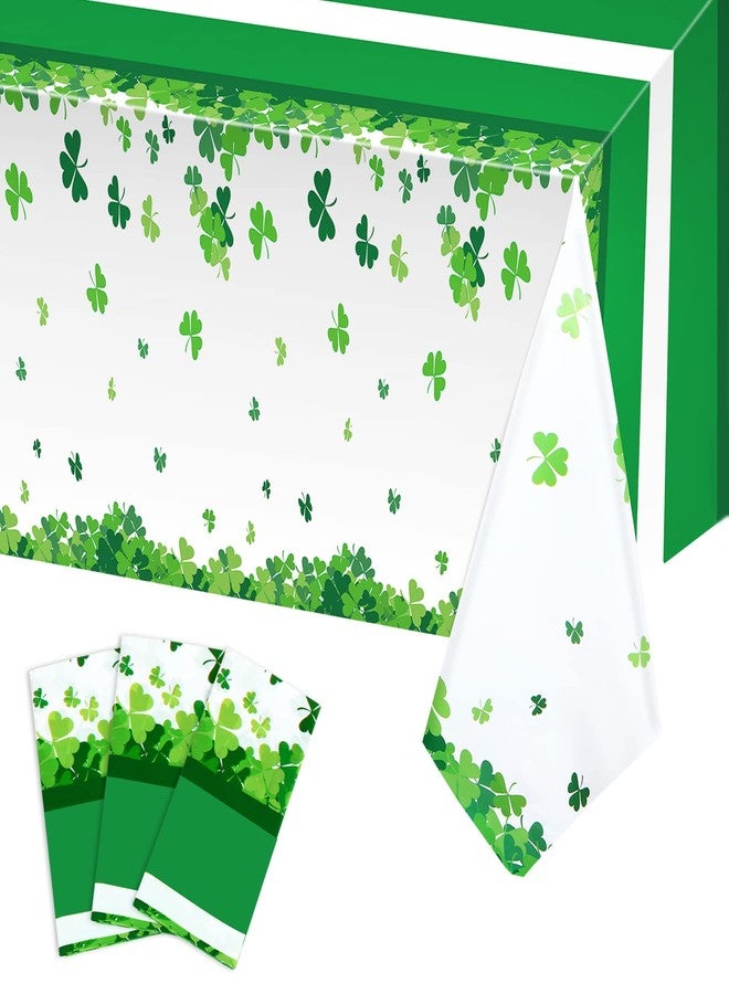 Tegeme 3 Pack St Patrick's Day Tablecloth for Rectangle Tables, 54 x 108 Inch Disposable Plastic Lucky Shamrock Table Cover for Spring St Patricks Party Decorations Dining Room Kitchen - Image 1
