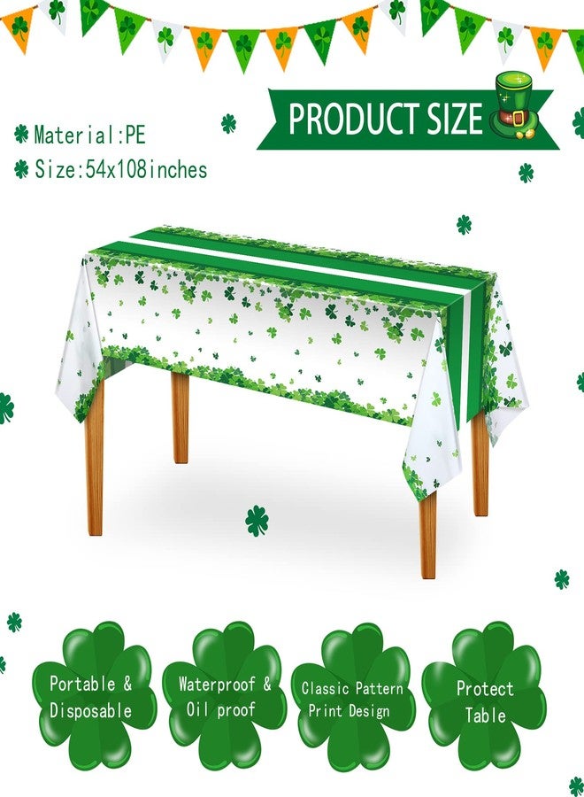 Tegeme 3 Pack St Patrick's Day Tablecloth for Rectangle Tables, 54 x 108 Inch Disposable Plastic Lucky Shamrock Table Cover for Spring St Patricks Party Decorations Dining Room Kitchen - Image 2