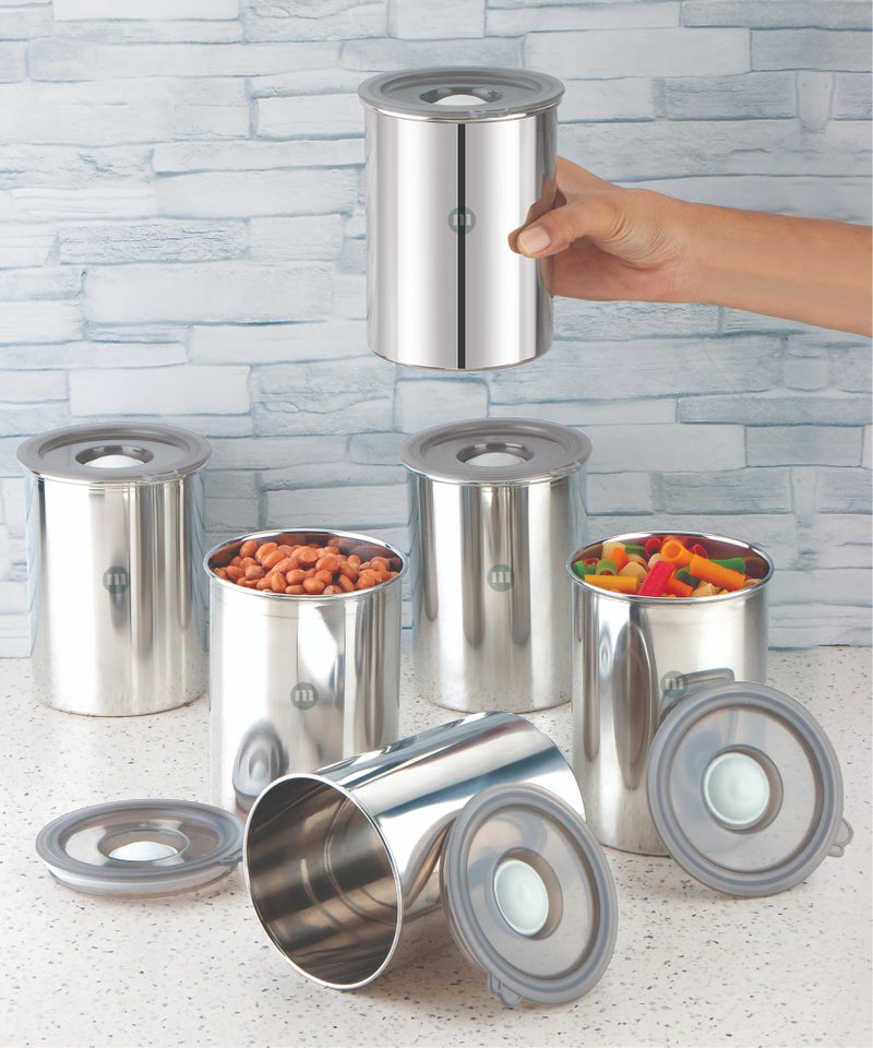 MARU Steel Airtight Storage Containers for kitchen 1Kg (1250ml) Set of 6,Leakproof jars suitable for Fridge, Dabba with Secure Silicone Vent semi transparent Lids, Perfect to Store Food and Liquids - Image 3