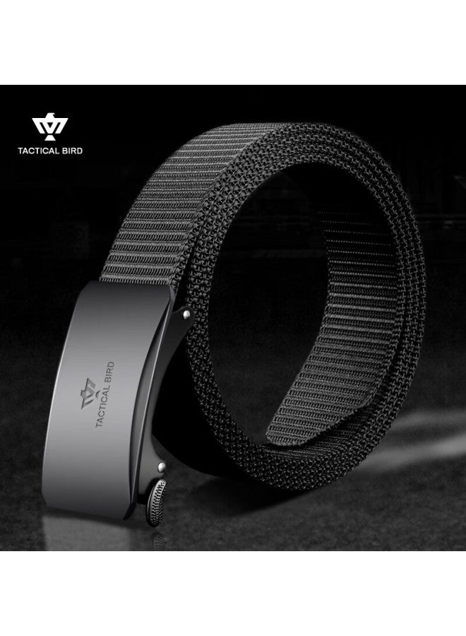 Tactical Bird Zhanshuniao Men's Automatic Buckle Canvas Belt, Inner Buckle Leather Belt, Nylon Fabric Trouser Belt, Thickened Military - Image 1