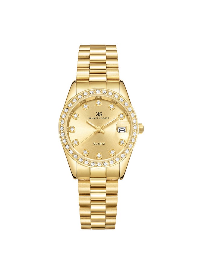 KENNETH SCOTT ساعة يد نسائية أنالوج على شكل برميل من الفولاذ المقاوم للصدأ K23545-GBGC - 32 مم - Image 1